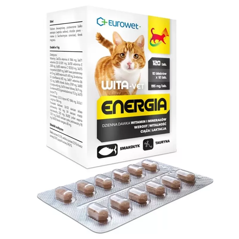EWE EUROWET Wita-Vet Energia complemento multivitamínico y mineral para gatos - 120 comprimidos