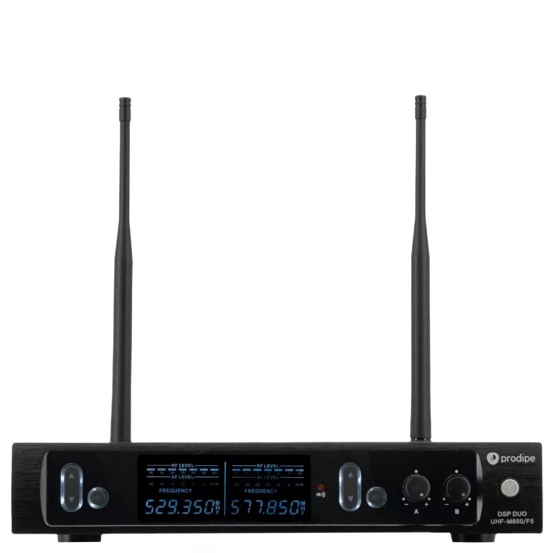 PDE Prodipe M850 DSP Duo UHF F5 - Sistema de micrófonos inalámbricos UHF con 2 micrófonos de mano