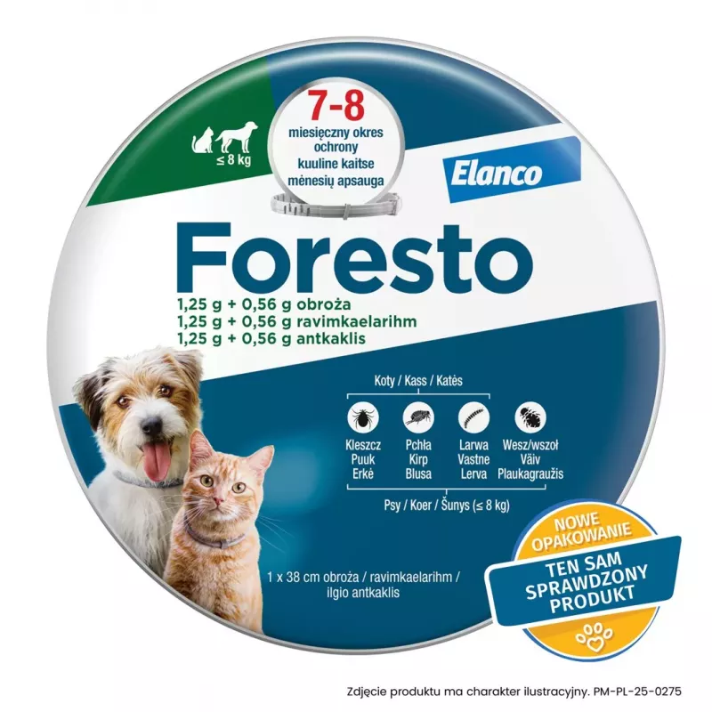 ENA ELANCO Foresto collar antipulgas y garrapatas para gatos y perros de menos de 8 kg