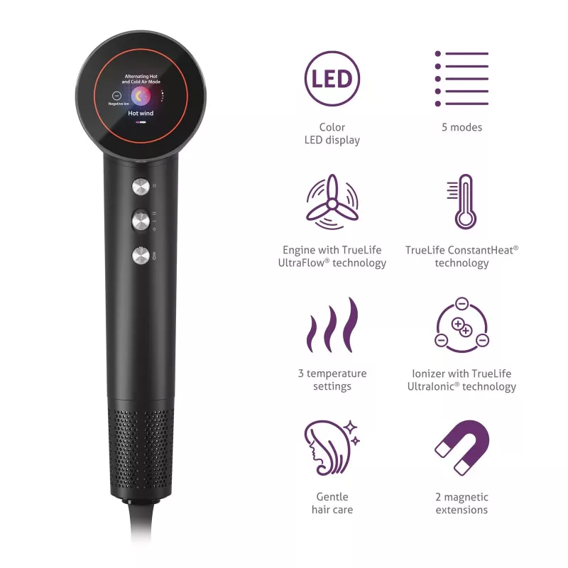 TLF TrueLife HairDryer D9 Secador de pelo 1600 W Negro