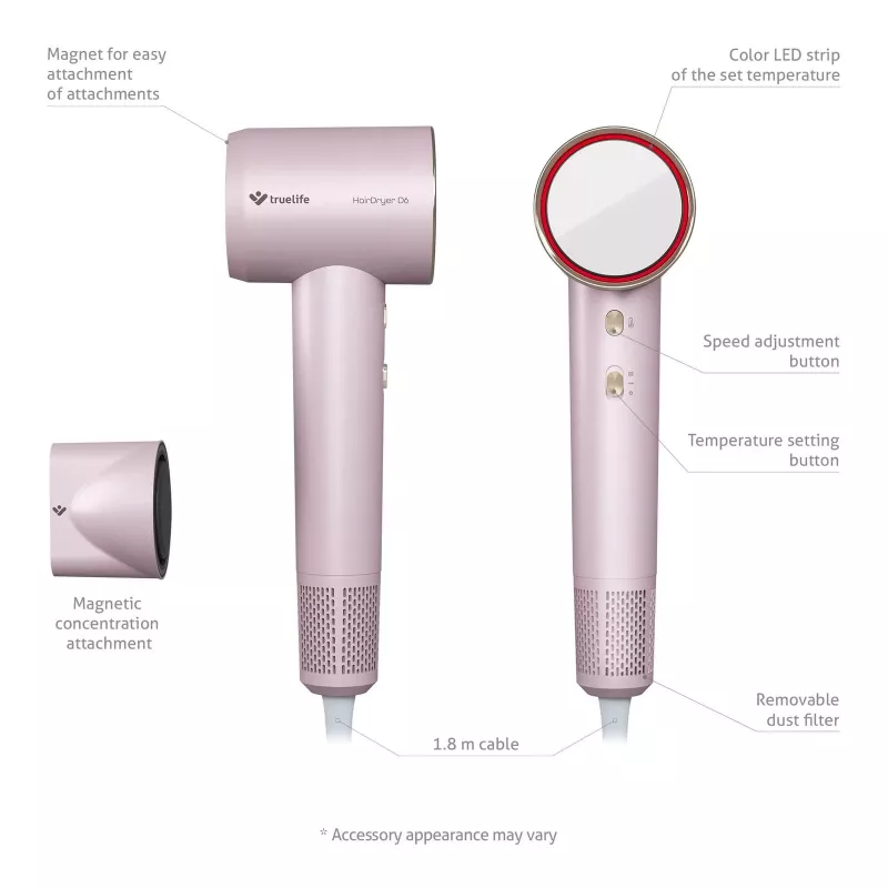 TLF TrueLife HairDryer D6 Secador de pelo 1600 W Rosa