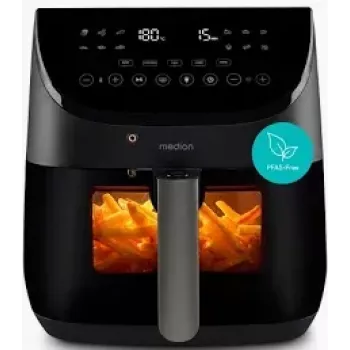 MEDION MD 13060 X20 XXL Freidora de aire 6,6 L negra 1700 W con termómetro de alimentos