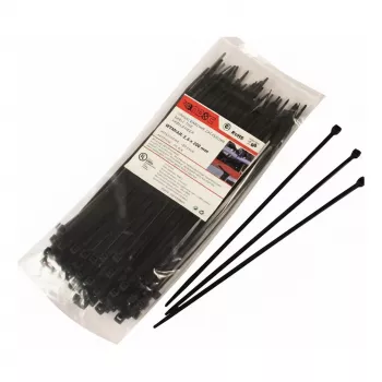 WKK bridas de nailon estabilizadas UV negras 300x3.6mm pack de 100