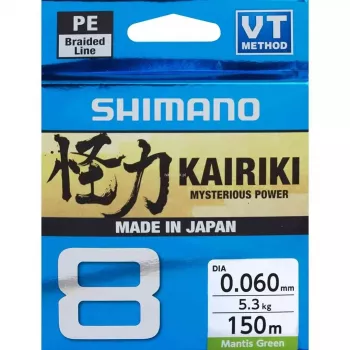 SHIMANO Kairiki 8 sedal trenzado 0,060mm 150m 5,3kg Mantis Green