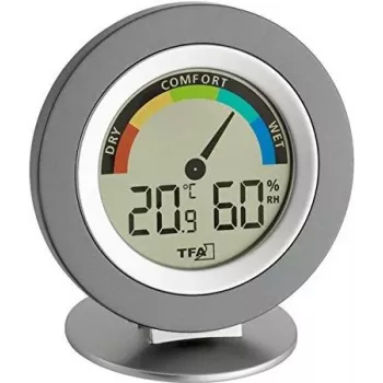 TFA 30.5019 termohigrómetro COSY - termómetro digital de interior e higrómetro con memoria máx/mín, indicador de zona de confort, pantalla LCD, blanco