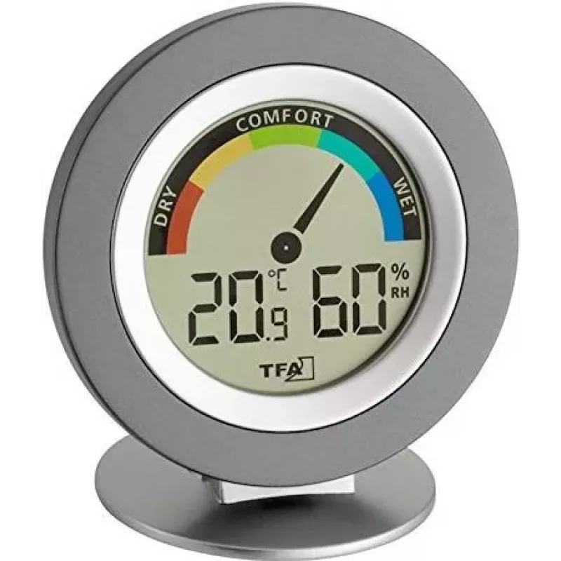 TFA 30.5019 termohigrómetro COSY - termómetro digital de interior e higrómetro con memoria máx/mín, indicador de zona de confort, pantalla LCD, blanco