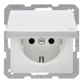 Berker 47516089 toma de corriente SCHUKO con tapa abatible blanco polar velvet