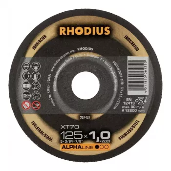 RHODIUS XT70 Disco de corte 125x1,0x22,23 mm