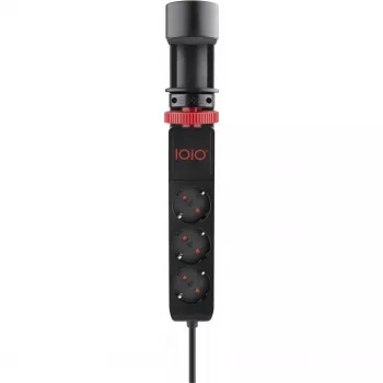 Olympia IOIO SL 3000 Regleta de enchufes para borde de mesa negra con 3 tomas Schuko y 2 puertos USB-A, cable de 1,5 m