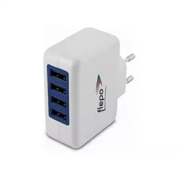 FLEPO USB Fuente de alimentación 4 puertos 100-240V 4A 20W Negro Enchufe EU