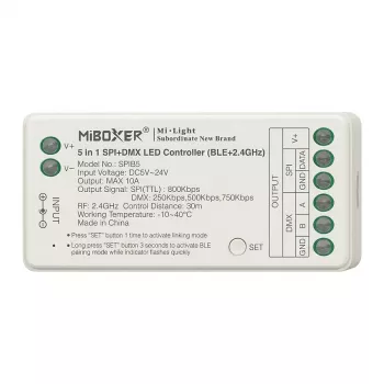 Miboxer SPIB5 Controlador LED Pixel 5 en 1 SPI+DMX 2,4GHz+BLE