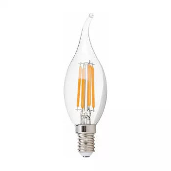 SYNERGY21 LED Retrofit E14 Vela transparente punta curvada 4,5W blanco cálido regulable