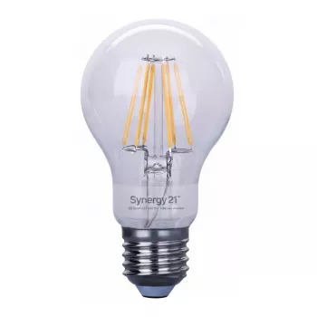 SYNERGY21 LED Retrofit E27 A60 bombilla transparente 10W blanco cálido regulable