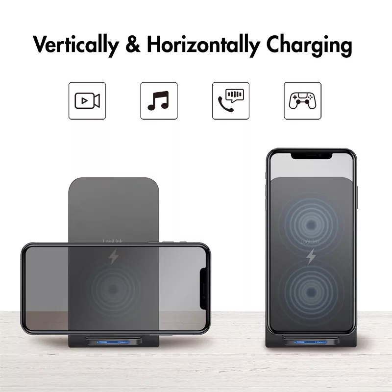 LogiLink Soporte para smartphone y cargador inalámbrico Negro