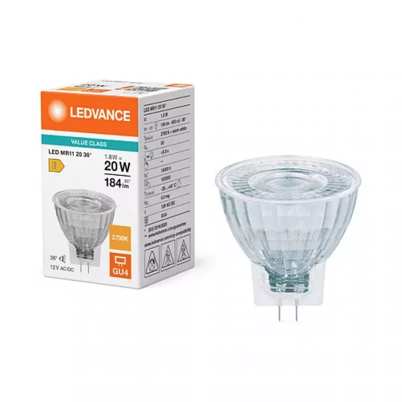 OSRAM LED MR11 P 1,8W 827 GU4 36° 120lm Blanco Cálido Bombilla reflectora