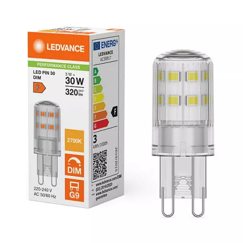 Osram LED PIN G9 DIM P 3W 827 Clear G9 bombilla LED regulable con casquillo de clavijas G9 LED