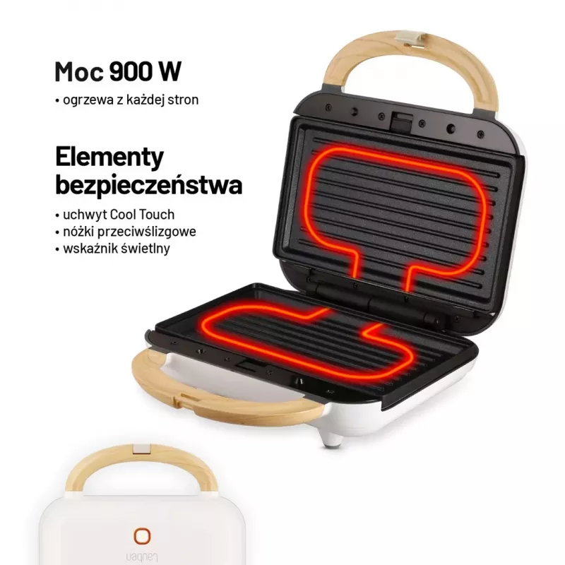Lauben sandwichera 3 en 1 900W - negro/plata