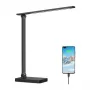 Lepro 310004 lámpara de escritorio (negra) - control táctil LED con función de carga USB, 10W, 400 lúmenes, 5 temperaturas de color, 7 niveles de brillo, temporizador de 60 minutos, cuida la vista y sin parpadeos