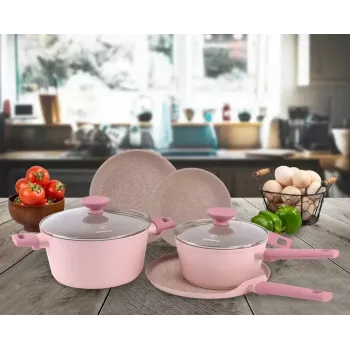 Westinghouse WCCS202607A juego de 7 piezas de batería de cocina de aluminio forjado, negro/gris, apta para inducción