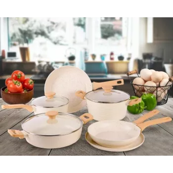 Westinghouse WCCS205909A juego de 9 piezas de batería de cocina de aluminio forjado, negro