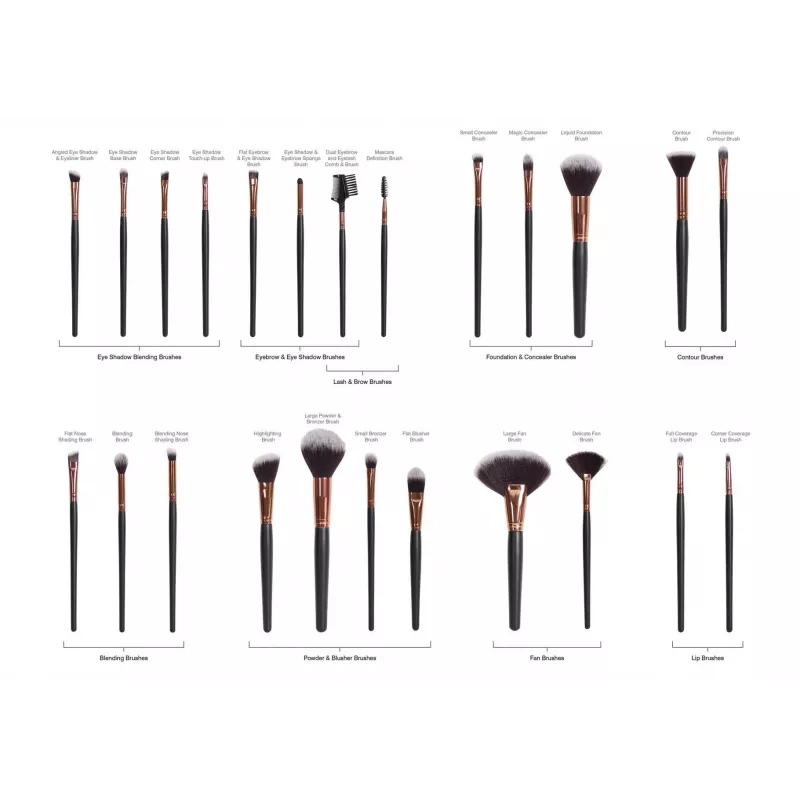RIO BRST-EU/2.4 Colección profesional de pinceles de cosmética – set de 24 piezas con estuche de piel sintética