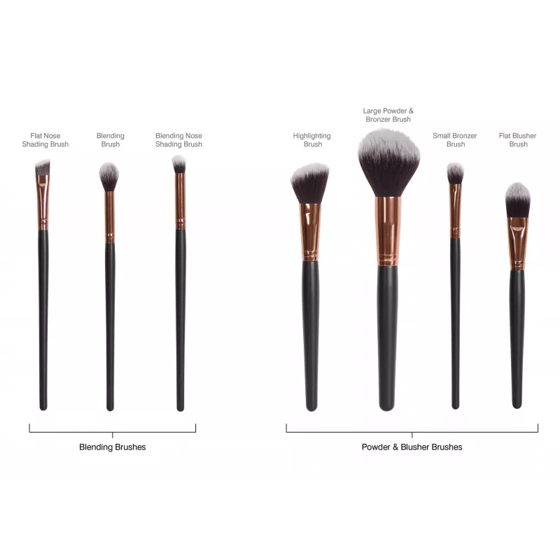 RIO BRST-EU/2.4 Colección profesional de pinceles de cosmética – set de 24 piezas con estuche de piel sintética