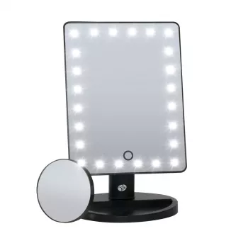RIO MMSP-EU/2,4 Espejo de maquillaje con 24 LED y atenuador táctil, negro