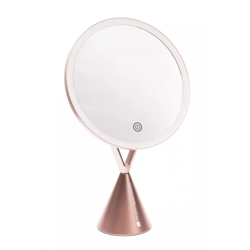 RIO MMCO-EU/1,4 Espejo de maquillaje HD iluminado oro rosa