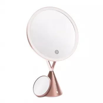 RIO MMCO-EU/1,4 Espejo de maquillaje HD iluminado oro rosa