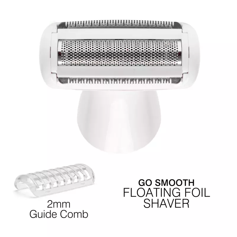 Rio SHTR-EU/1.3 Go Smooth Afeitadora y recortadora de bikini 4 en 1 para mujer, blanco