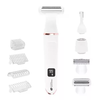 Rio SHTR-EU/1.3 Go Smooth Afeitadora y recortadora de bikini 4 en 1 para mujer, blanco