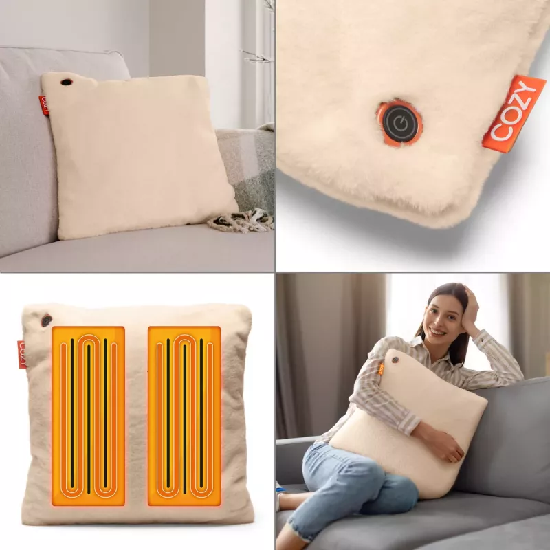 Bodi-Tek BT-CSHT2-F-BG-PB10 COZY Una cojín de confort con calefacción y batería externa 10000 mAh, beige