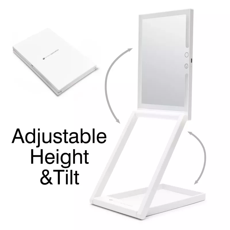 RIO MMAW-EU/1,0 Espejo de tocador Home and Away - de doble cara con iluminación LED, aumento 1x/5x, plegable, blanco