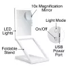 RIO MMAW-EU/1,0 Espejo de tocador Home and Away - de doble cara con iluminación LED, aumento 1x/5x, plegable, blanco