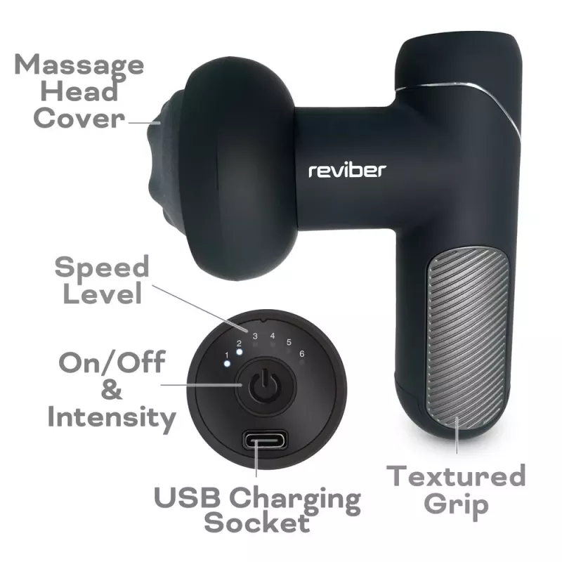 Reviber RV-MABS-EU/1,0 masajeador muscular Shiatsu con calor infrarrojo, 8 nodos, 3 velocidades, negro