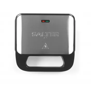 Salter EK6665VDE Máquina de snacks 3 en 1 - gofrera, sandwichera y parrilla, 900 W, negra/plateada
