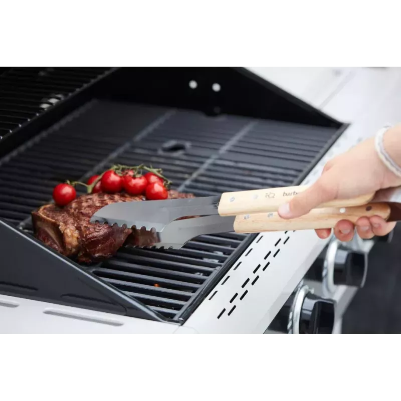 Pinzas Barbecook Luxury FSC, 40 cm, acero inoxidable y madera