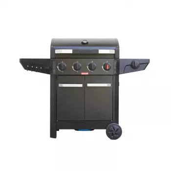 Barbacoa de gas Barbecook Luca 412 con mueble inferior y quemador lateral, 145,4 x 60,3 x 112,3 cm, negro