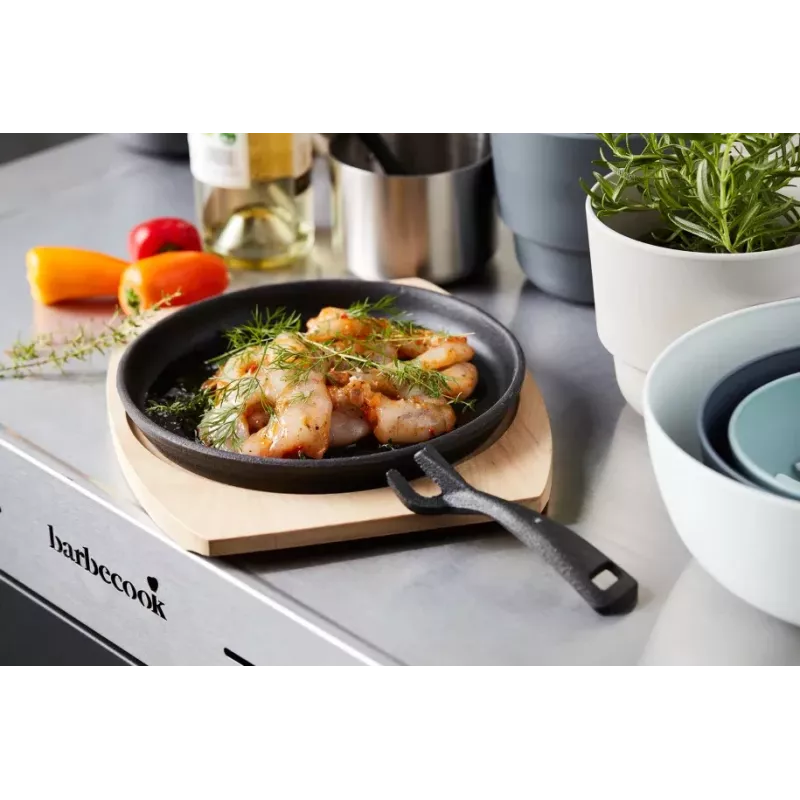 Barbecook sartén para parrilla de hierro fundido con salvamanteles de bambú (2 piezas) BC-ACC-7420