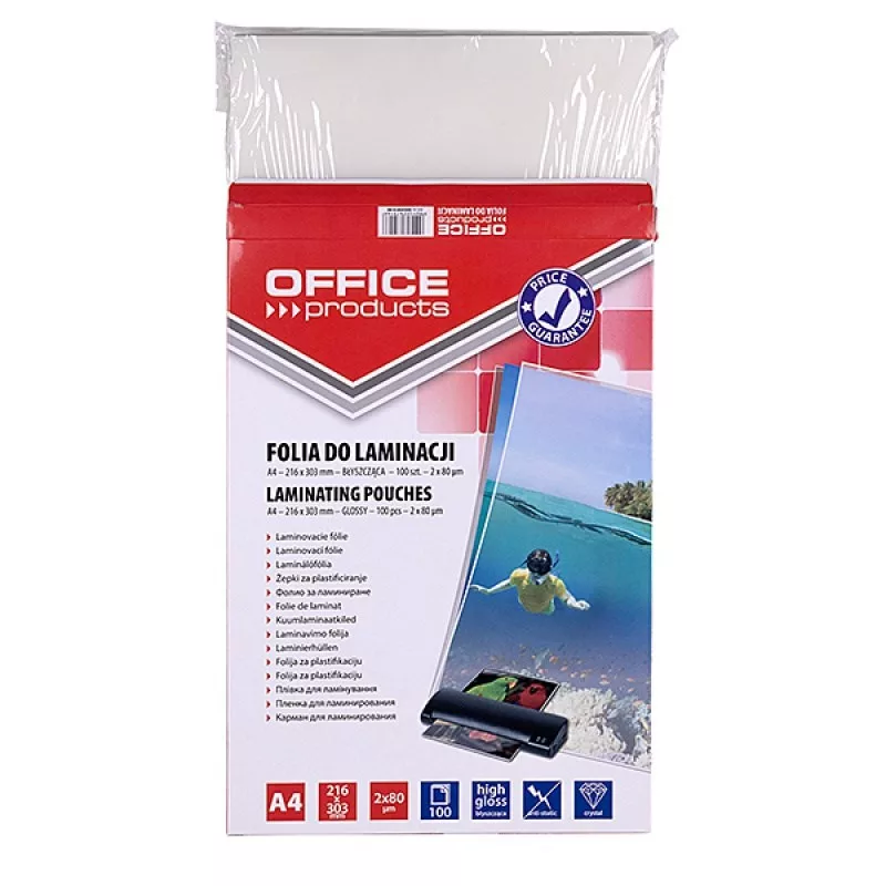 PBS CONNECT OFFICE PRODUCTS funda de laminar A4 2x80 micras brillante 100 hojas transparente