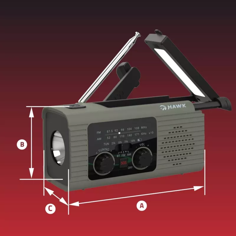 Hawk HWRDI410GN radio solar con dinamo y linterna