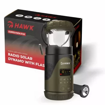 Hawk HWRDI430GN radio solar con dinamo y linterna