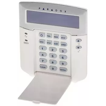 Teclado de Panel de Alarma K32LCD+-W2W Paradox - LCD Azul de 32 Caracteres, 2 Líneas, Cableado, Blanco
