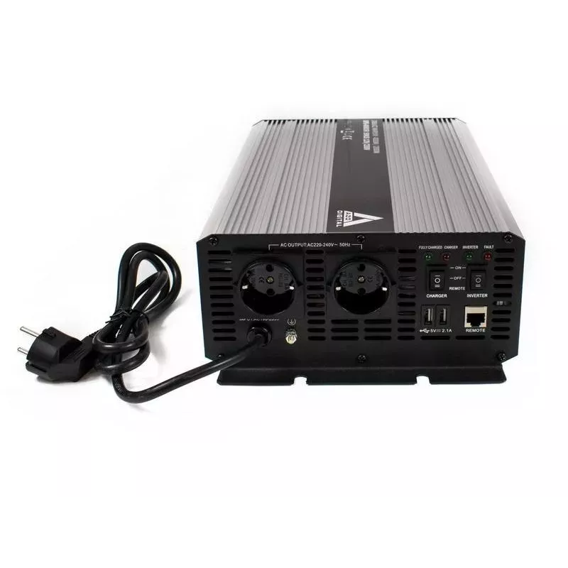 AZO Digital USV-4000SR Sistema de alimentación ininterrumpida 4000VA/2000W onda senoidal pura 12V DC a 230V AC SAI línea interactiva con AVR