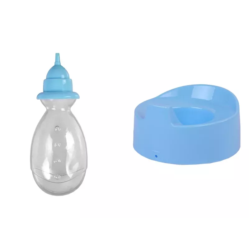 LEAN TOYS Muñeca bebé azul orinal bebe hace pipí 24 cm