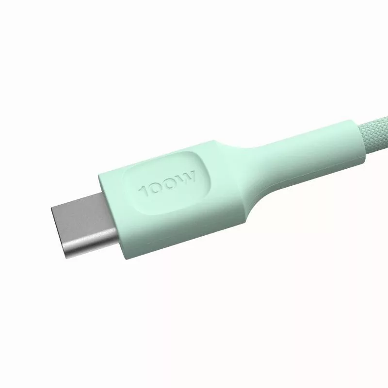 Cable Green Cell PowerStream USB-C a USB-C 100W verde menta 0,3m