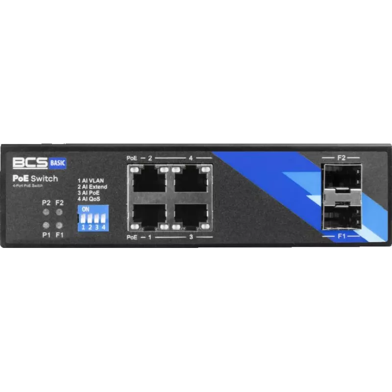 BCS BCS-B-ISP04G-2SFP switch Ethernet industrial no gestionado, 4 puertos Gigabit RJ45 + 2 SFP, carril DIN, IP40