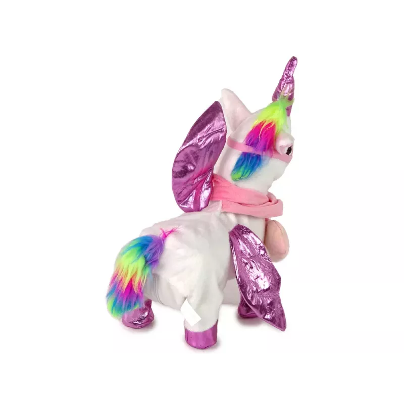 LEAN TOYS mascota caballo unicornio interactivo blanco rosa con alas