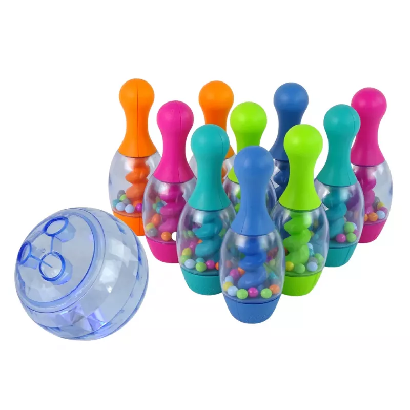 LEAN TOYS Juego de habilidad Bolos con bolas y soporte de bolas iridiscente