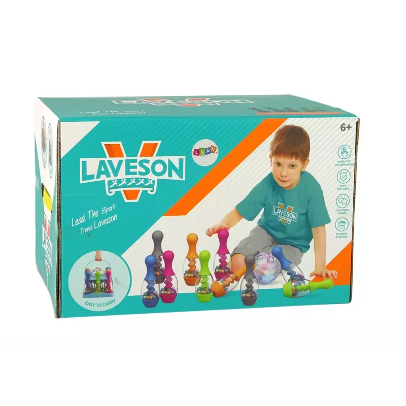 LEAN TOYS Juego de habilidad Bolos con bolas y soporte de bolas iridiscente